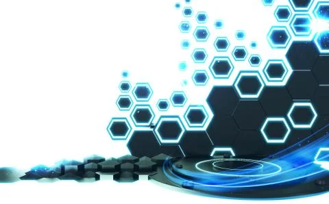 Hexagon black abstract background. 3D rendering Stock Illustration