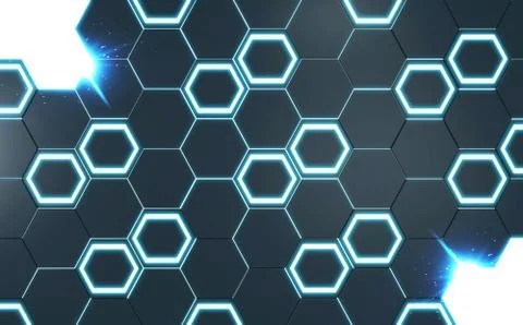Hexagon black abstract background. 3D rendering Stock Illustration