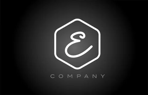 Hexagon black and white E alphabet letter logo icon design. Creative template Stock Illustration