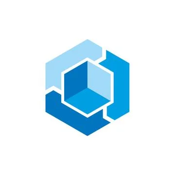 Hexagon Blue Cube Vector Icon Logo Template Illustration Design Stock Illustration
