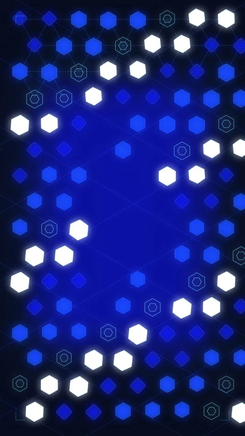 Hexagon blue loop animation with glowing white technology pattern dots 库存影片 346548667