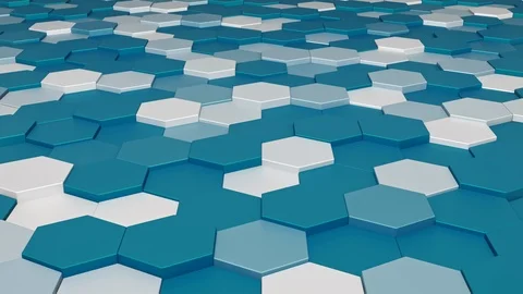 Hexagon blue texture hopping, 4k background, cg animation stock loop video, Video stock 113829896