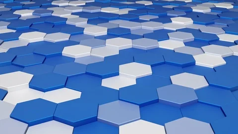 Hexagon blue texture hopping, 4k background, cg animation stock loop video, 스톡 동영상 113829980