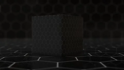 Hexagon box on black background Stock Illustration