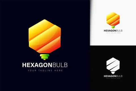 Hexagon bulb logo design with gradient Stock Illustration