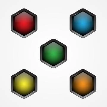 Hexagon button Stock Illustration