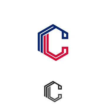 Hexagon C letter vector line logo design Stock Illustration