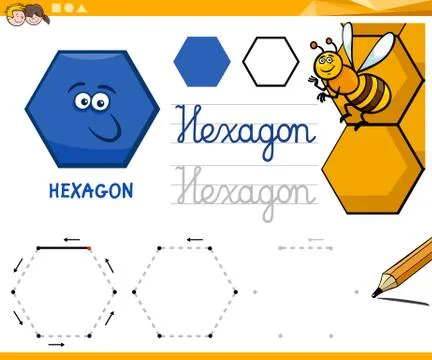 Hexagon cartoon basic geometric shapes Stock Illustration