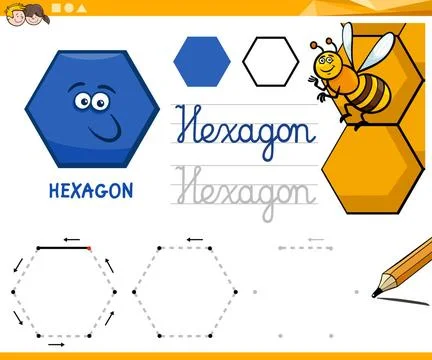 Hexagon cartoon basic geometric shapes Educational Cartoon Illustration of... Stock Photos