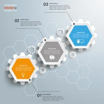 Hexagon Chart Growth 3 Options Gears Stock Illustration