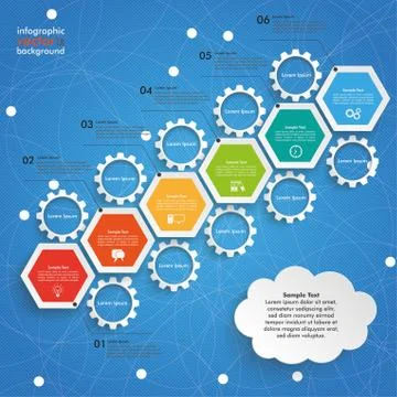 Hexagon Chart Growth Gears Cloud Blue Sky イラスト素材