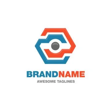 Hexagon circle center logo Illustrazione stock