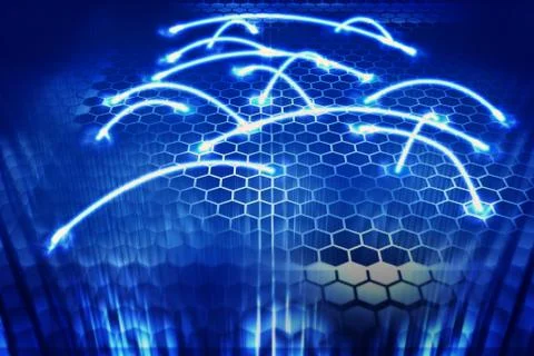 Hexagon computer connection 3d rendering Stockillustratie