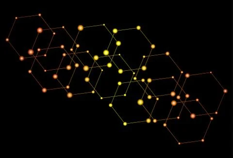 Hexagon connected dots background, abstract molecule wallpaper Stock Illustration