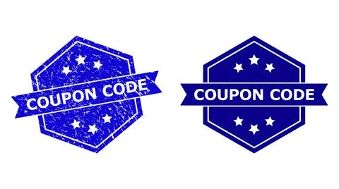 Hexagon COUPON CODE Watermark with Unclean Style and Clean Variant Stock Illustration