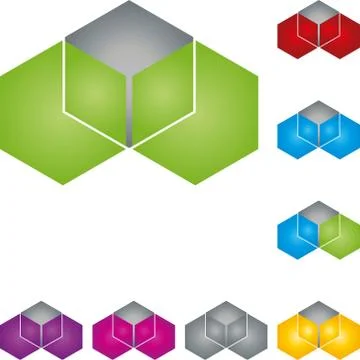 Hexagon, cube, geometry, data, technology, logo Stock Illustration