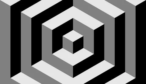 Hexagon. Cube. Poster. Banner. 3d optical illusions. Vector logo. Stock Illustration
