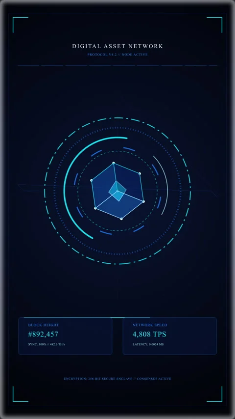 Hexagon data analysis interface with digital networking circles, tech hud ui Stock Footage 348340894