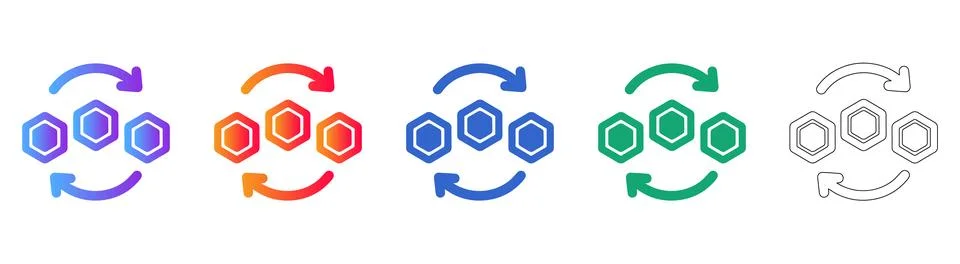 Hexagon Data Refresh Cycle Icons Set Stockillustratie