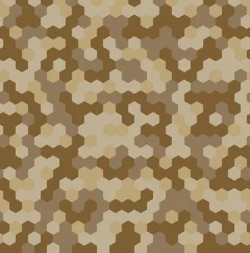 Hexagon Desert Camouflage seamless patterns Stock Illustration