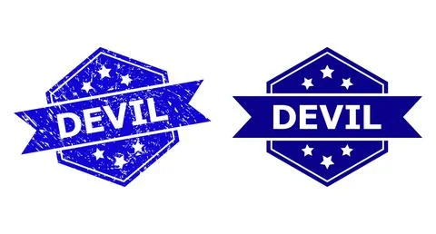 Hexagon DEVIL Seal with Rubber Surface and Clean Variant Stock Illustration