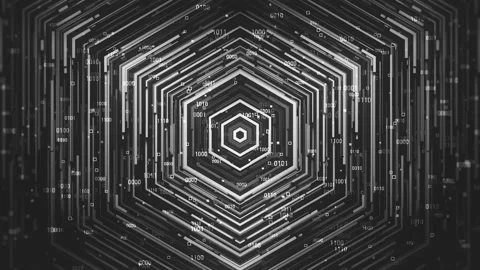 Hexagon Digital Data Dark Background Stock Footage 152948437