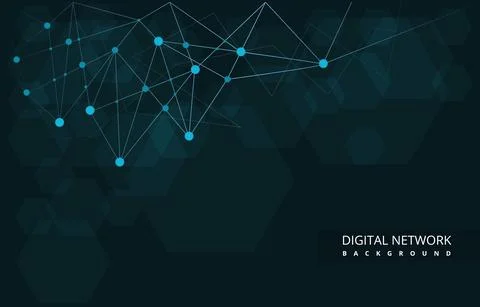 Hexagon Digital Network Connection Internet Computer Technology Background Illustrazione stock