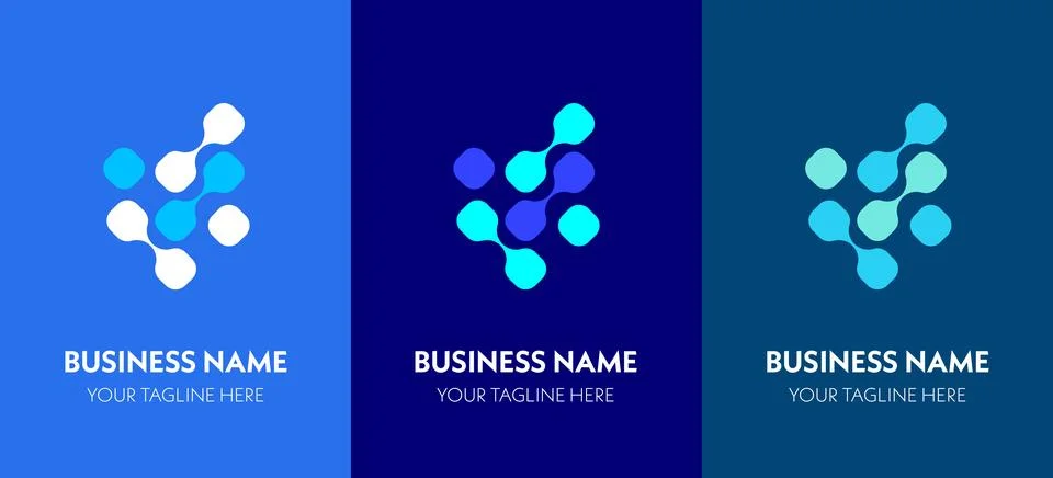 Hexagon Dot Tech Logo Set_Abstract Molecular Structure Icons Stock Illustration