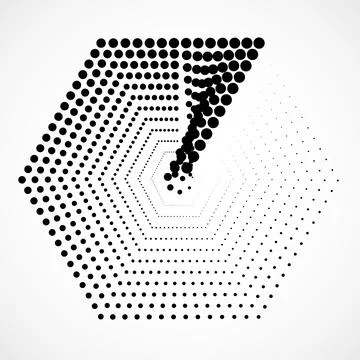 Hexagon of dotted, halftone shape, geometric shape. Vector design elements Stock Illustration