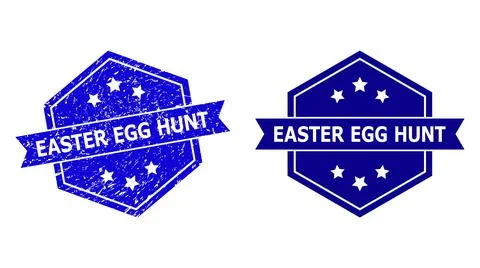 Hexagon EASTER EGG HUNT Watermark with Rubber Style and Clean Variant Stockillustratie