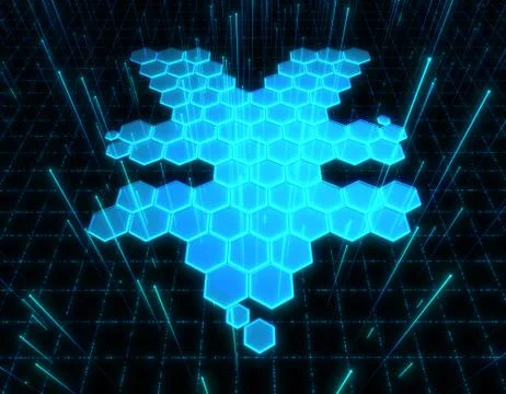 Hexagon electronic technology, RMB, data security Stock Illustration