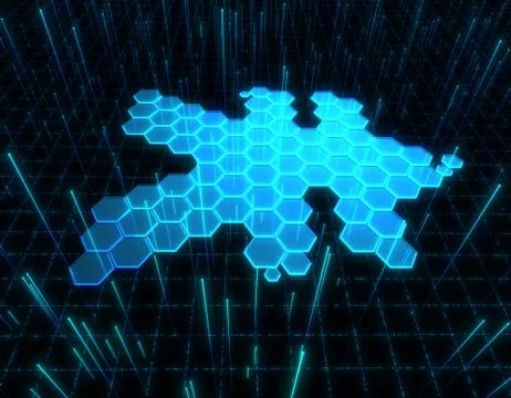 Hexagon electronic technology, RMB, data security Stock Illustration