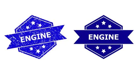 Hexagon ENGINE Seal with Unclean Surface and Clean Variant Stock Illustration