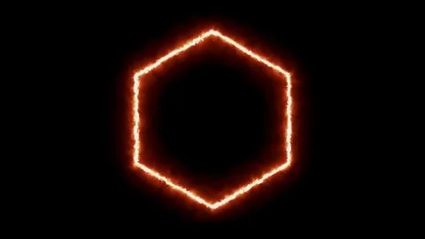 Hexagon fire border glowing orange line Stock Illustration