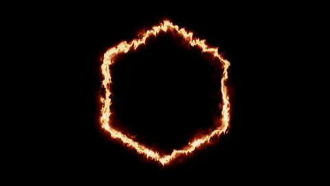 Hexagon fire frame glowing shape イラスト素材