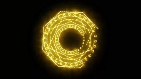 Hexagon fire power overwhelming around powerful magic circle Stock Footage 139803792