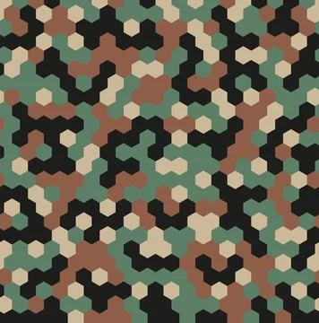 Hexagon Forest Camouflage seamless patterns Illustrazione stock