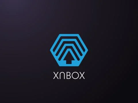 Hexagon forward box arrow, abstract polygon logo template. logistic delivery  イラスト素材