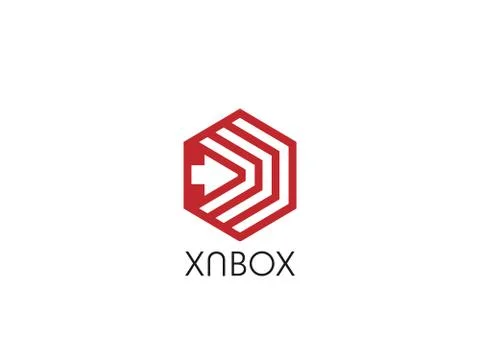 Hexagon forward box arrow, abstract polygon logo template. logistic delivery  Stock Illustration