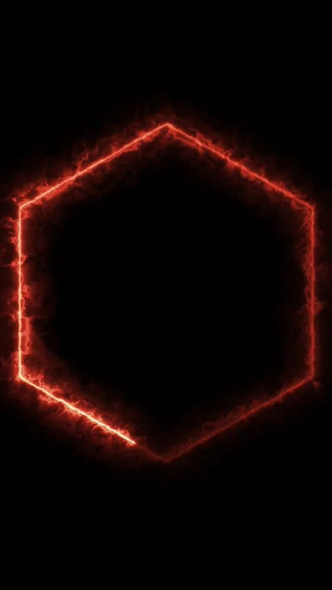 Hexagon frame of glowing red energy aura in loop on black background. Stock-Footage 337710836
