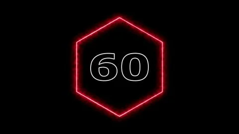 Hexagon frame number sixty countdown art Stock Illustration