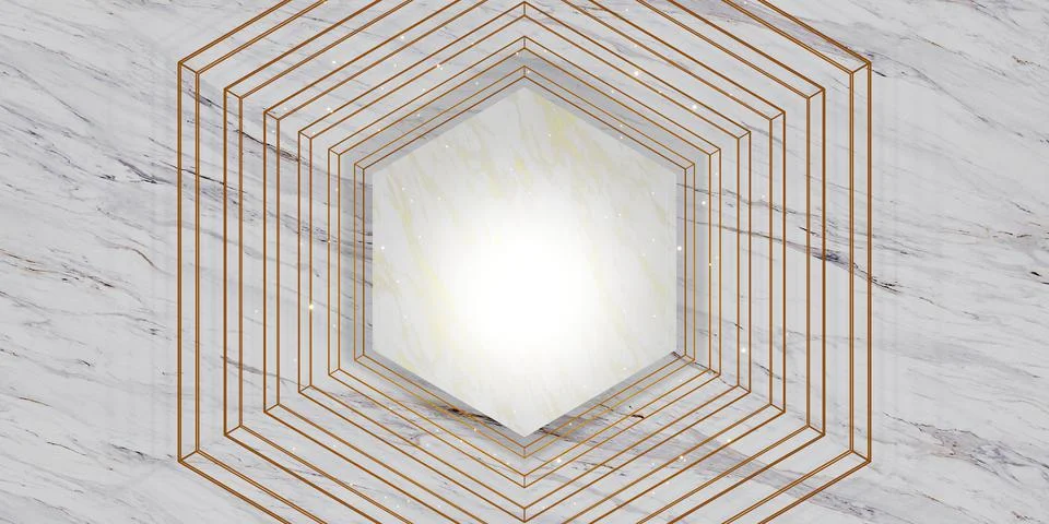 Hexagon frame texture blank marble background for text and merchandise 3d ill Stock Illustration
