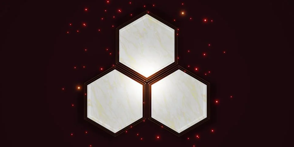 Hexagon frame texture blank marble background for text and merchandise 3d ill Stock Illustration