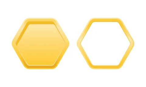 Hexagon Frames with Gold Outlines and Gradient Filled and Empty Variations イラスト素材