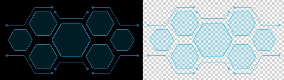 Hexagon Futuristic Technology Interface Frame with Digital Network Connections a Illustrazione stock