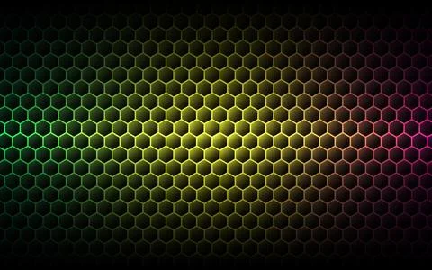 Hexagon game background. Dark technology wallpaper with color gradient. Abstract Stock Illustration