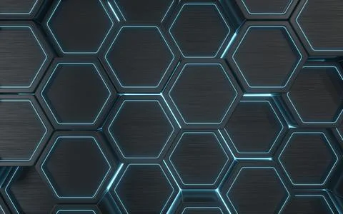 Hexagon geometric background, technology concept, 3d rendering. 스톡 일러스트