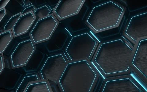 Hexagon geometric background, technology concept, 3d rendering. 스톡 일러스트