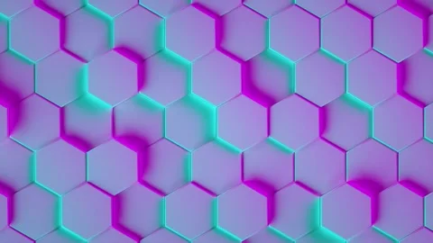 Hexagon geometric pattern as abstract background with neon light. 3d animat.. Stock Footage 240039885