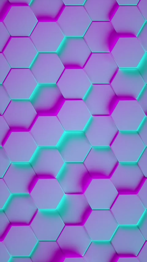 Hexagon geometric pattern as abstract background with neon light. 3d animat.. Stock Footage 245704044